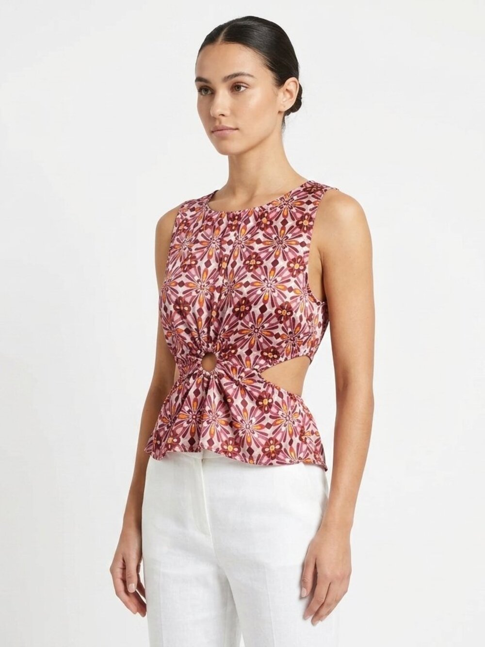 Monteau Sleeveless Pull On Cutout Peplum Top NEW- Sz. Med